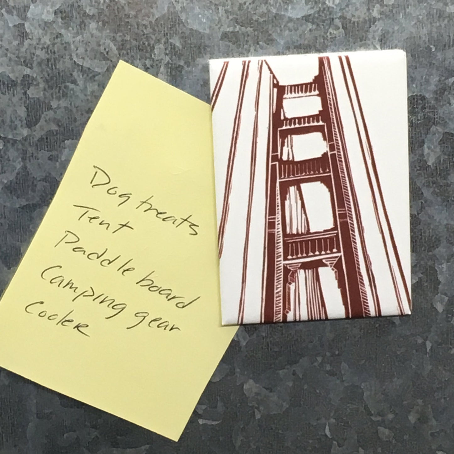 Magnet- Golden Gate Bridge Iconic San Francisco Original Linocut, 2.5 x 3.5in. Bay Area California Travel, NorCal Gift