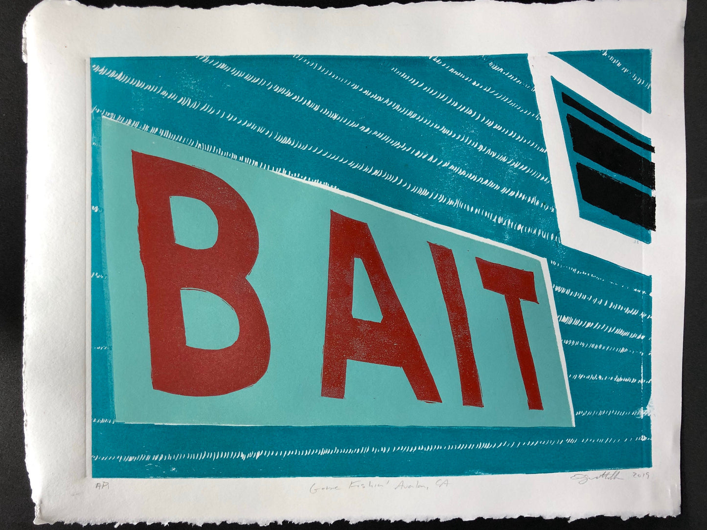 Bait Shop Original Linocut Print, Catalina Island Art, Rosie’s on the Pier, Avalon, Summer Memories, California Art, Home Decor, Wall Art
