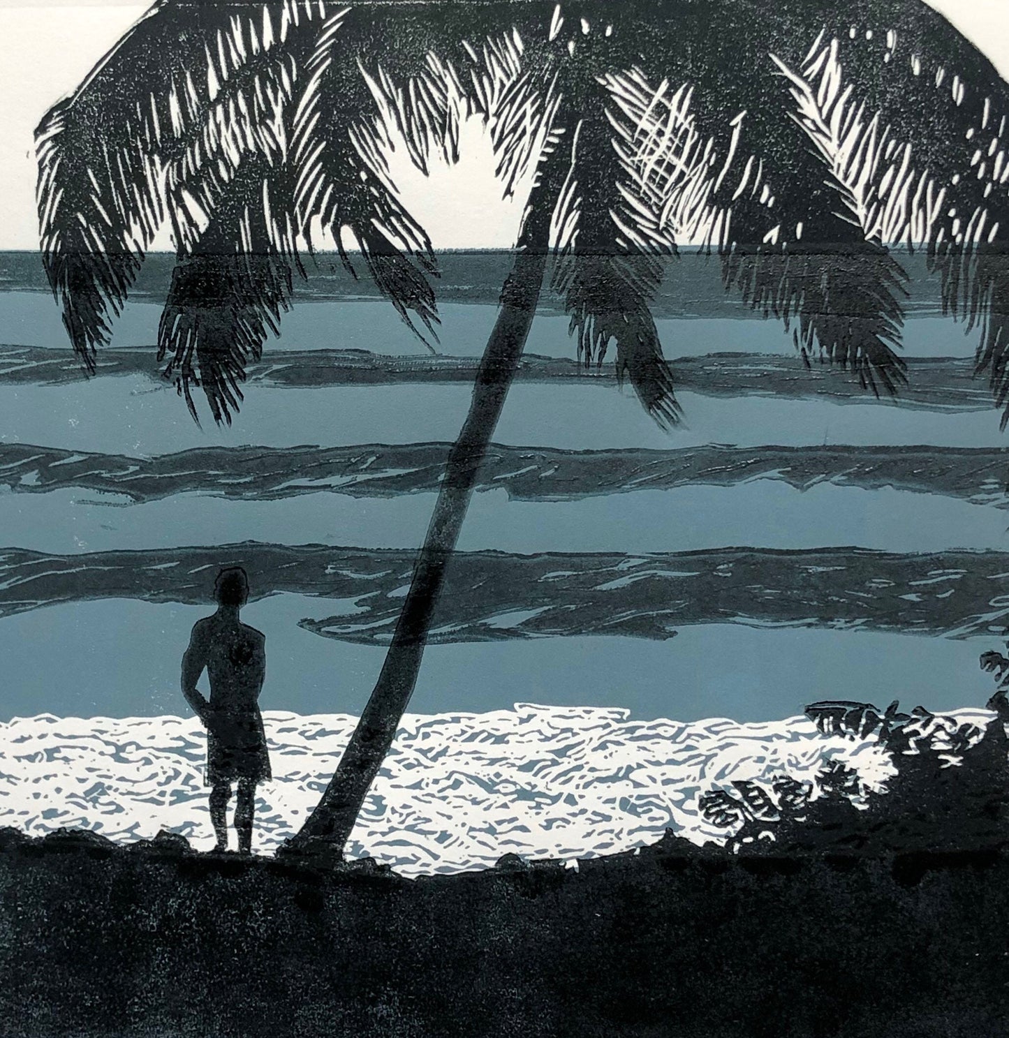 Rincon Surf Linocut Print, Original Artwork, Surfing Print, Surf Culture, Dawn Patrol, Beach House, Home Decor