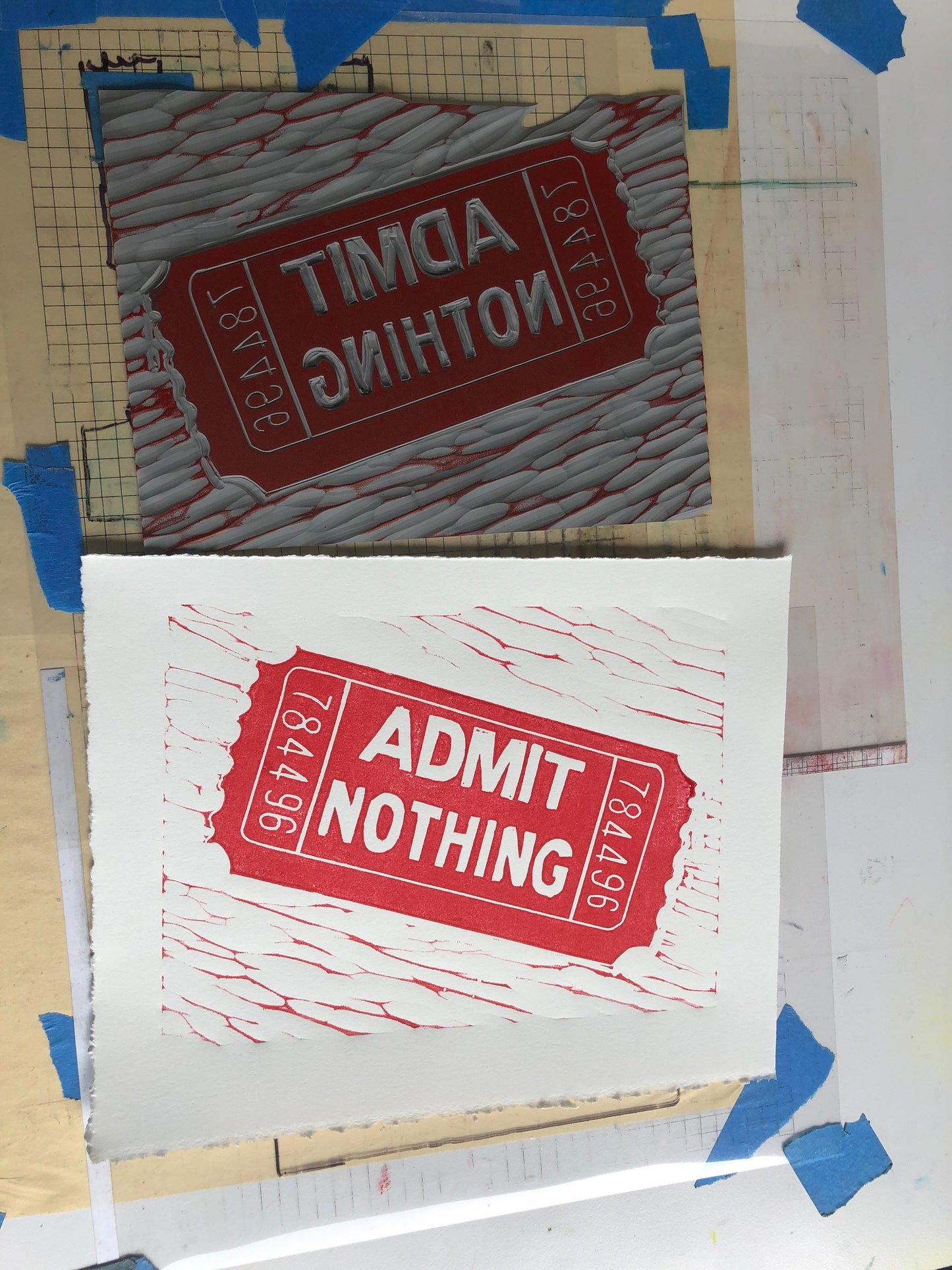 Film Noir Wall Art Print Original Linocut Movie Ticket Admit Nothing Home Theater Decor Gift for Film and Theater Lovers Cost of Admission