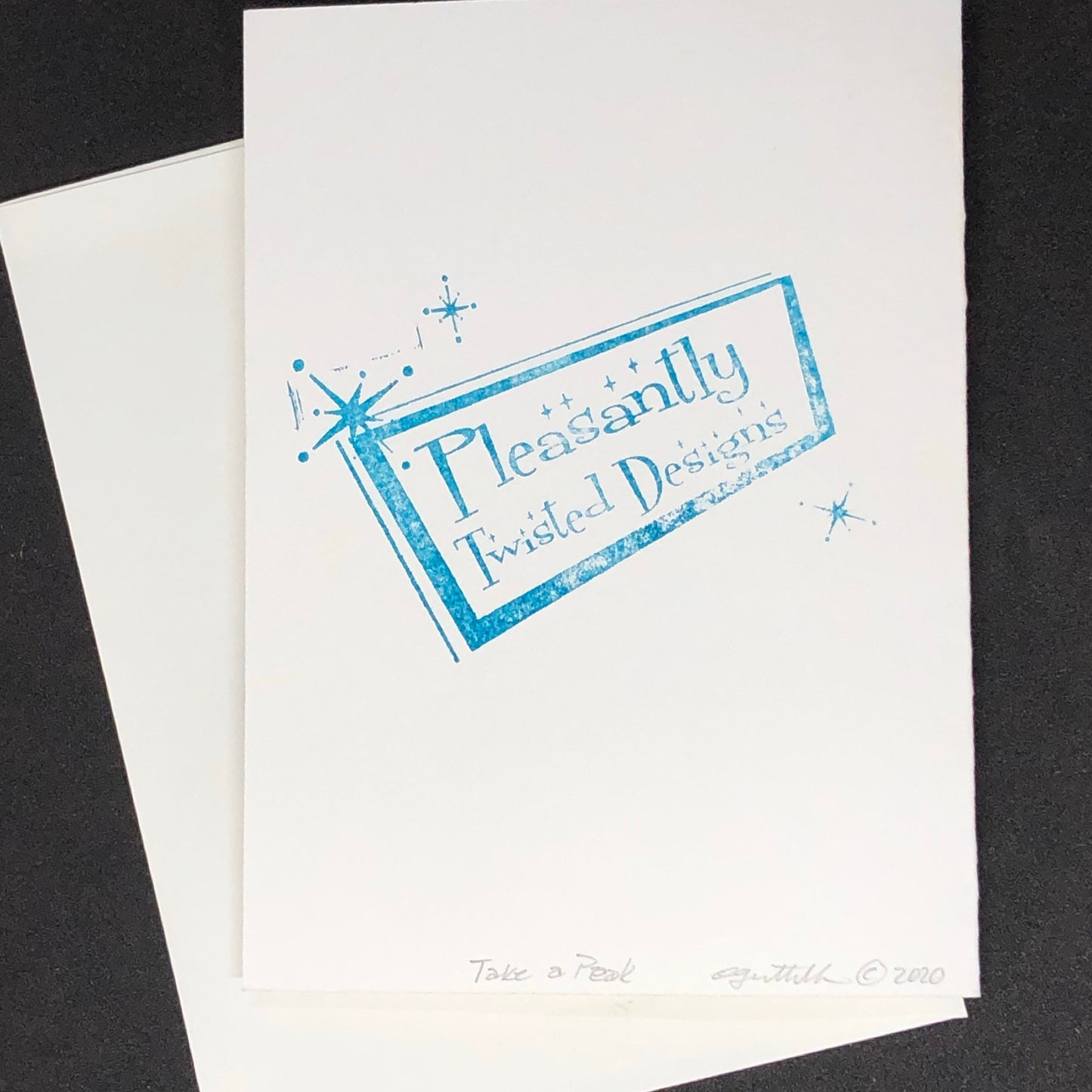 Take a Peak Linocut 5 x7" Blank Greeting Card