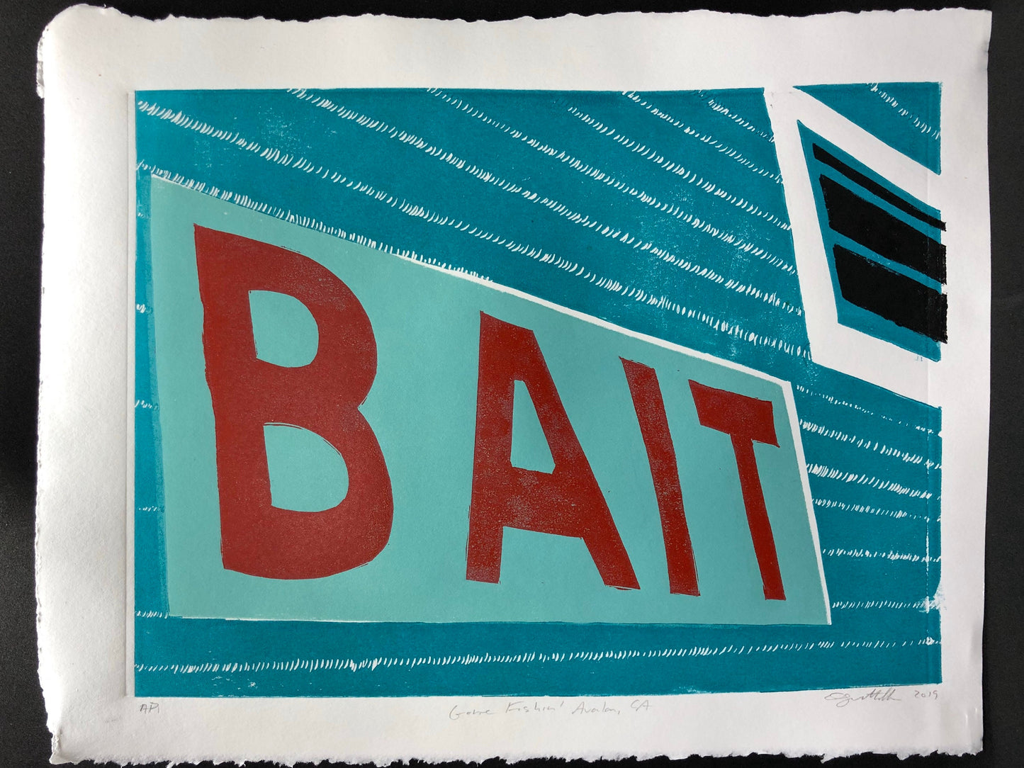 Bait Shop Original Linocut Print, Catalina Island Art, Rosie’s on the Pier, Avalon, Summer Memories, California Art, Home Decor, Wall Art