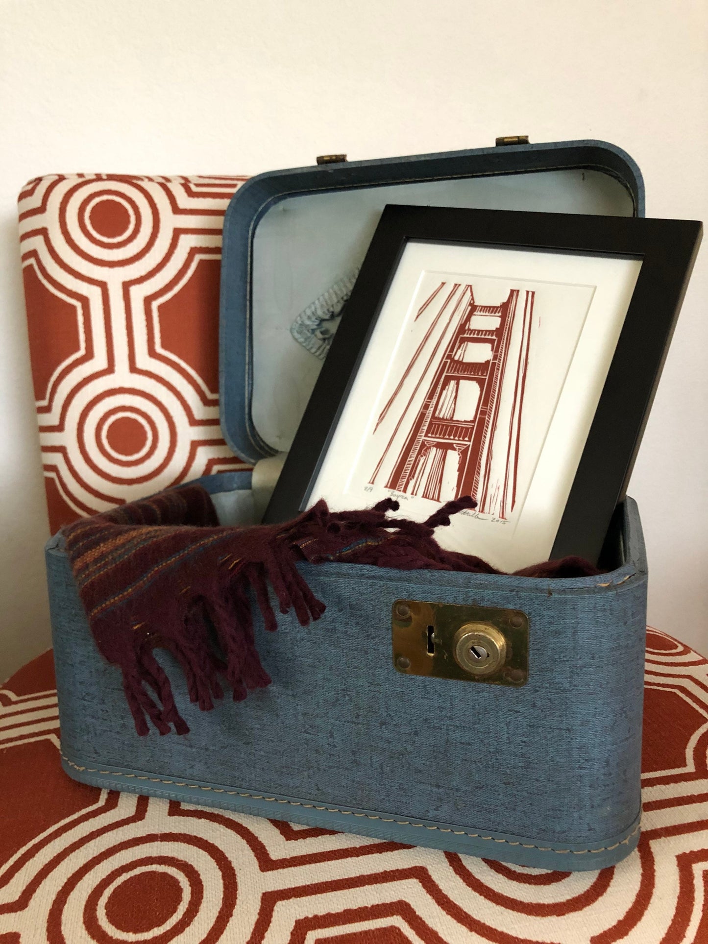 Golden Gate Bridge San Francisco Linocut Print
