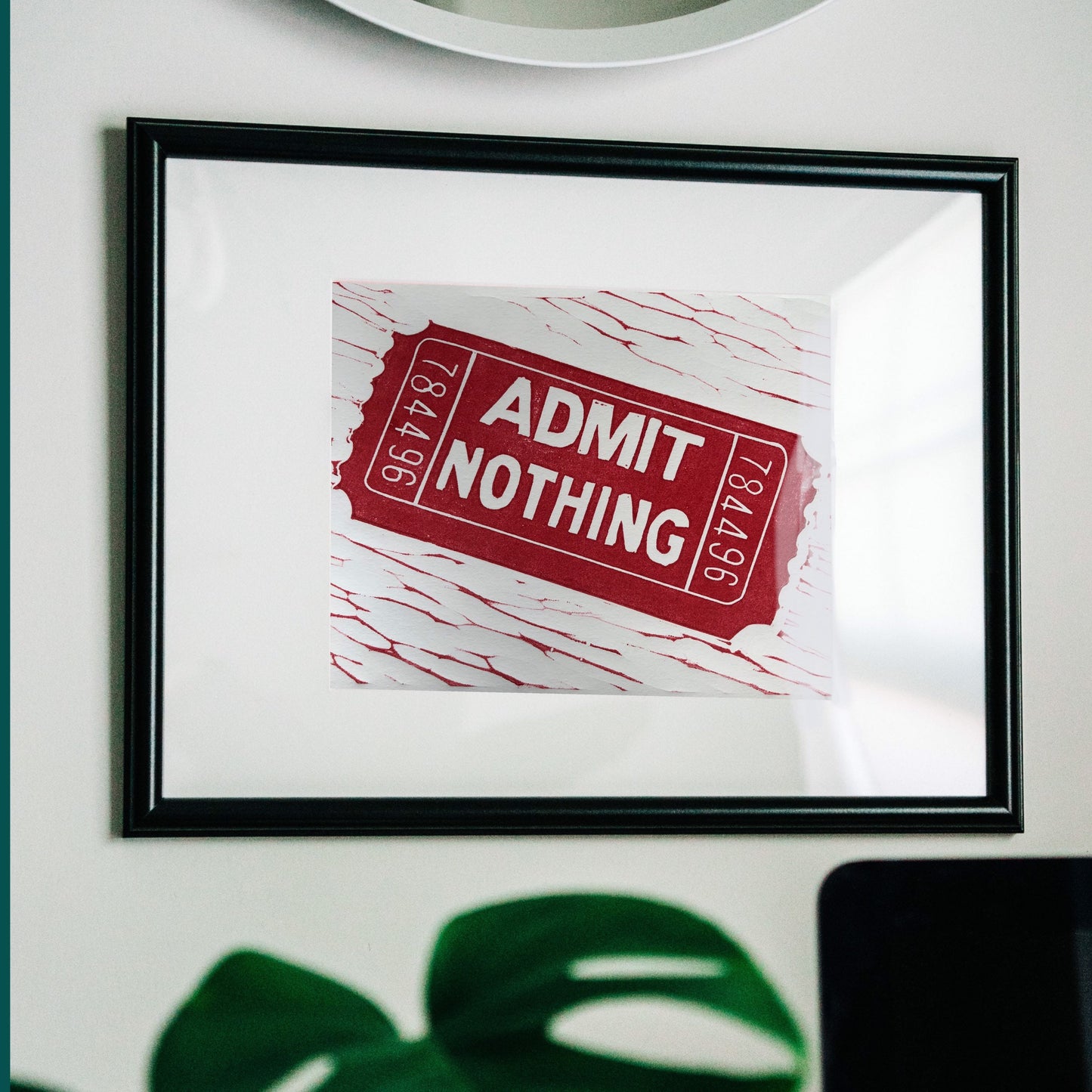 Film Noir Wall Art Print Original Linocut Movie Ticket Admit Nothing Home Theater Decor Gift for Film and Theater Lovers Cost of Admission