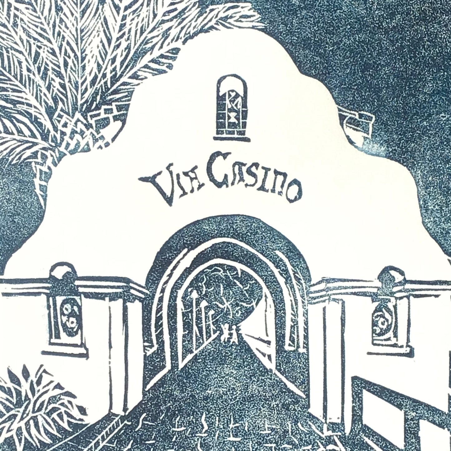 Catalina Island Original Linocut Print, Via Casino Avalon Print, Early California Architecture, Home Decor
