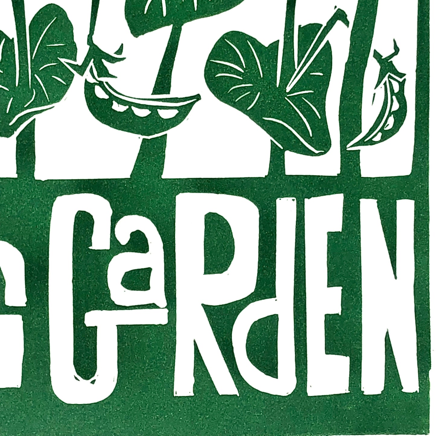 Retro Garden Print, Original Linocut Print 8” x 10”, Taking a Pea in the Garden, Gift for Gardeners, Housewarming Gift, Home Decor