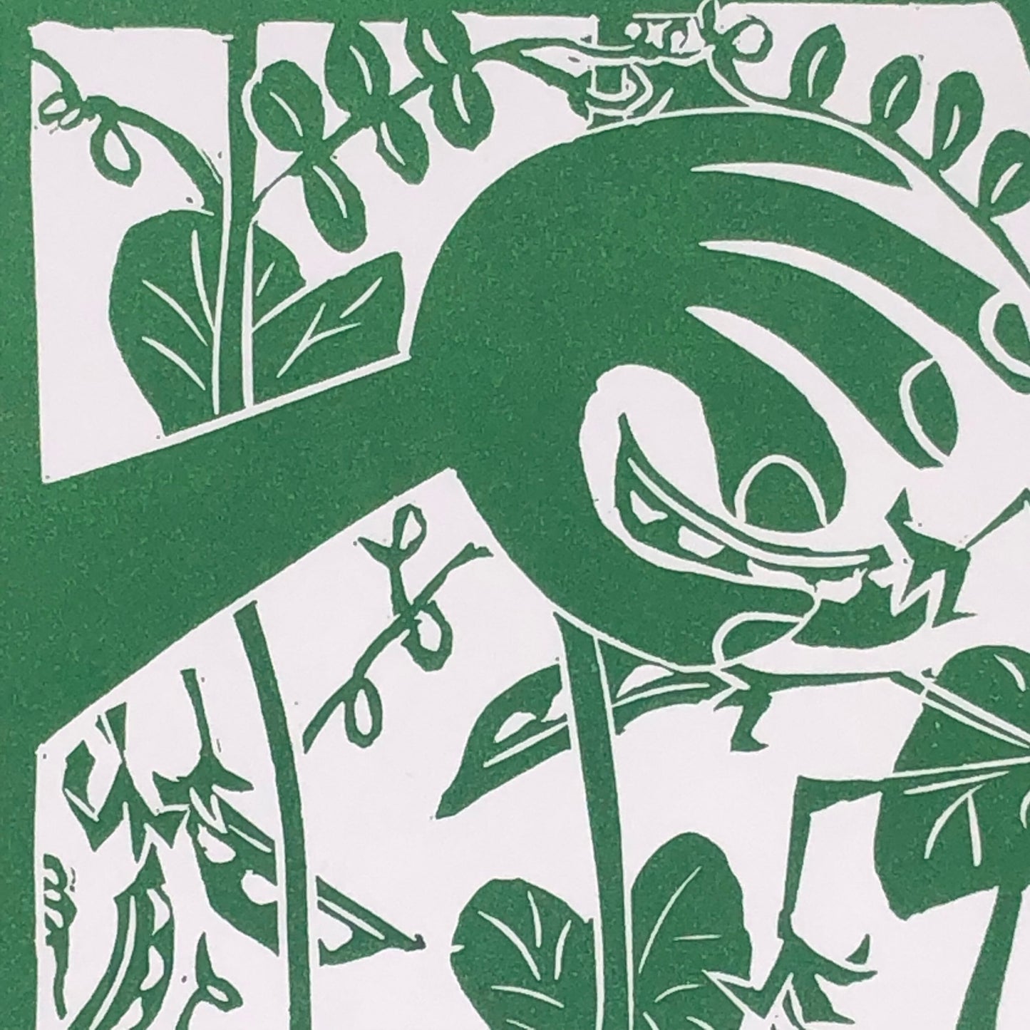 Retro Garden Print, Original Linocut Print 8” x 10”, Taking a Pea in the Garden, Gift for Gardeners, Housewarming Gift, Home Decor