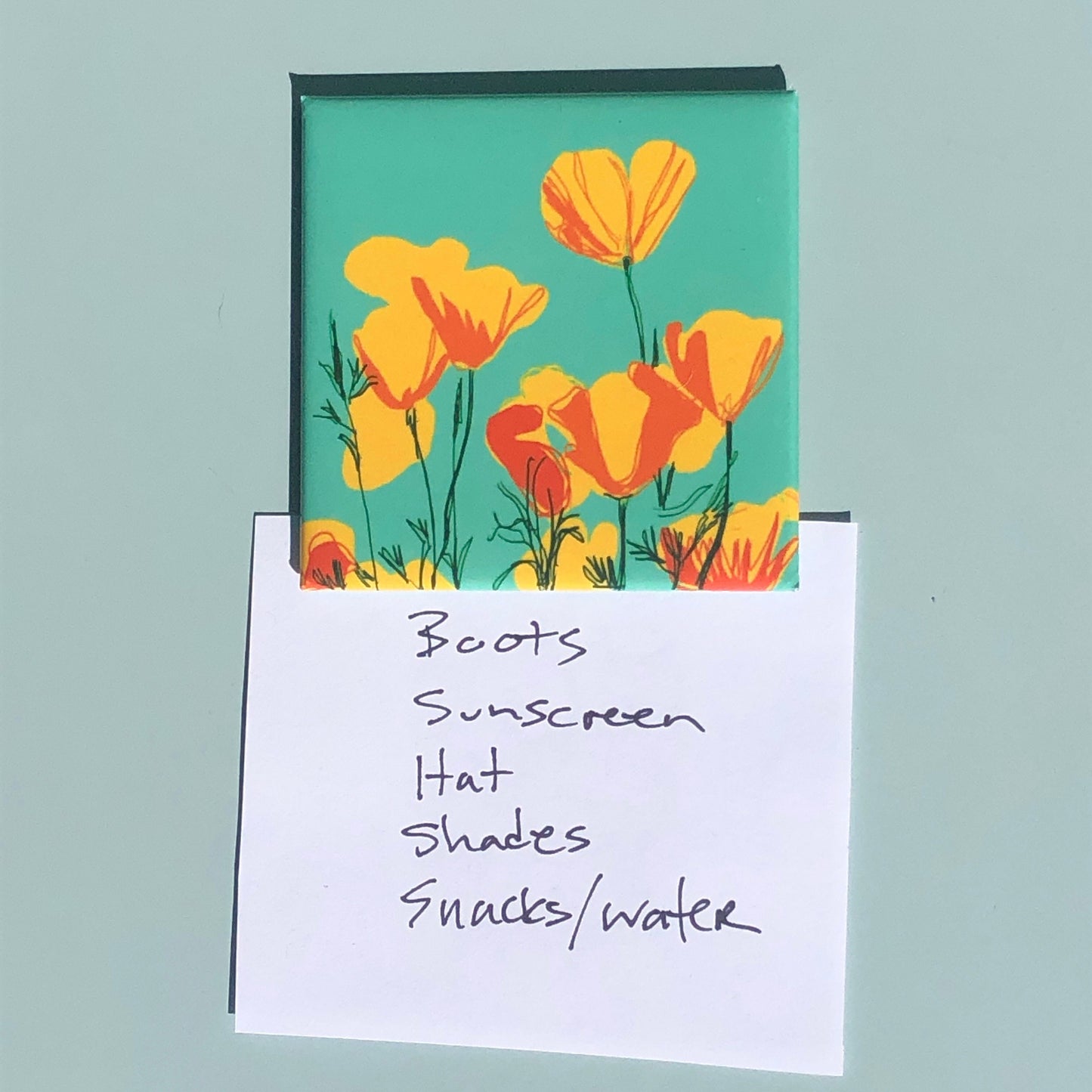 Magnet- Vibrant California Poppies, 2.5 in. (6.3 cm) Square, Fridge Magnet, Original Art, Pop of Color, Bright Floral Art, Nature's Charm