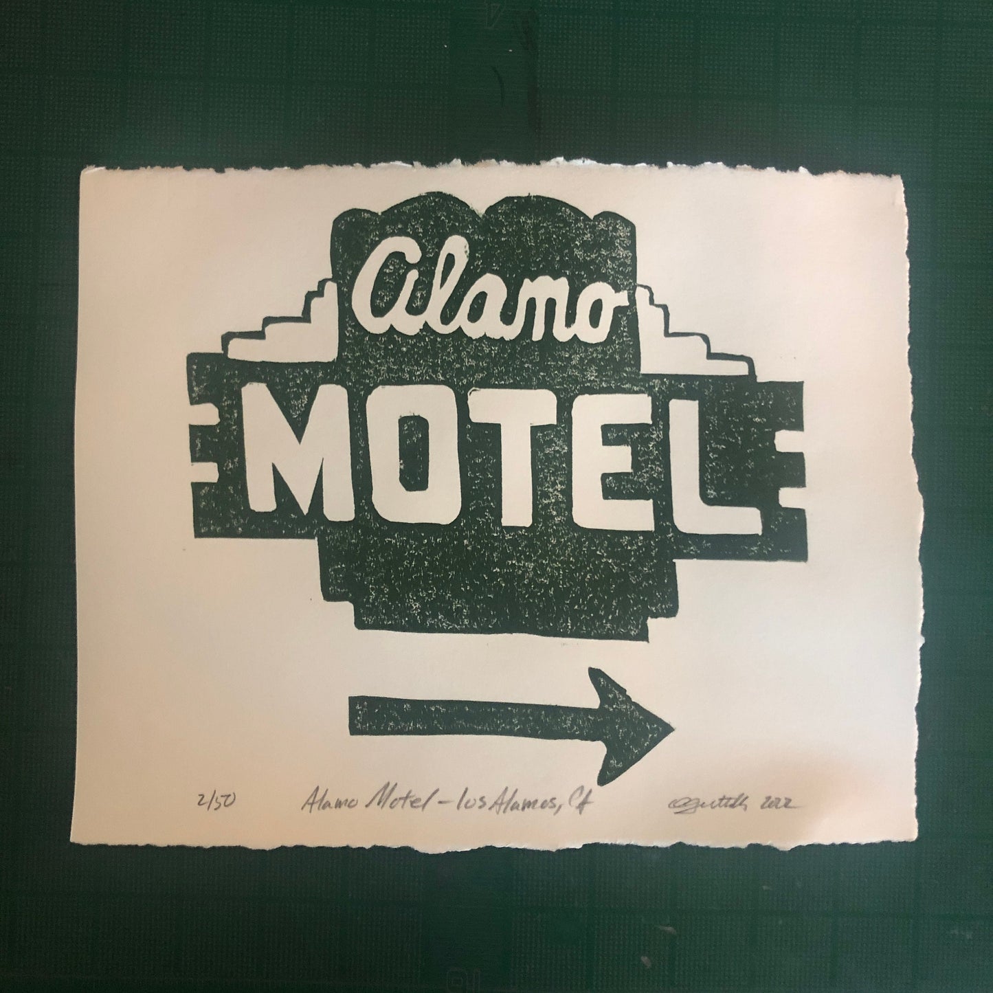 Alamo Motel Linocut Print