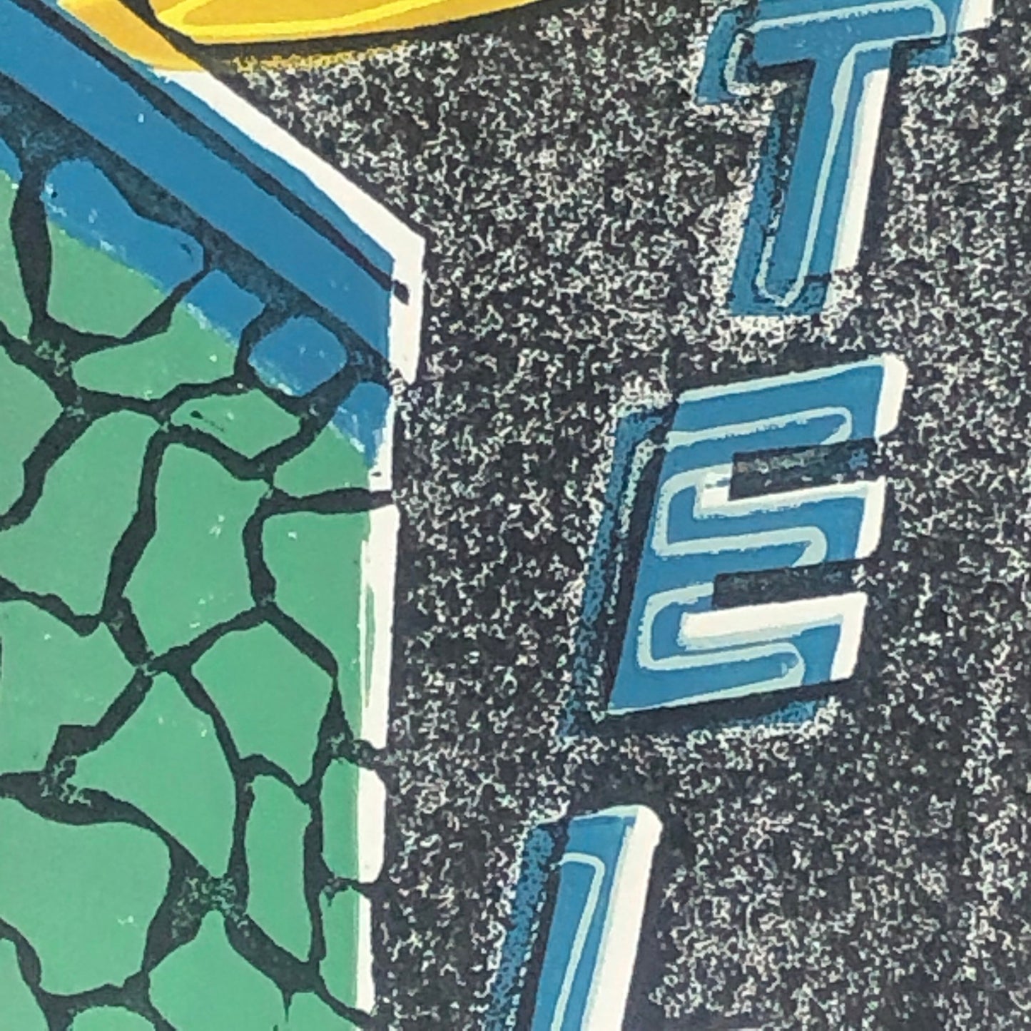 Half Moon Motel Linocut 7-color reduction print, 8 x 10 on (20 x 25 cm) limited edition print, Midcentury modern neon sign, Culver City Art