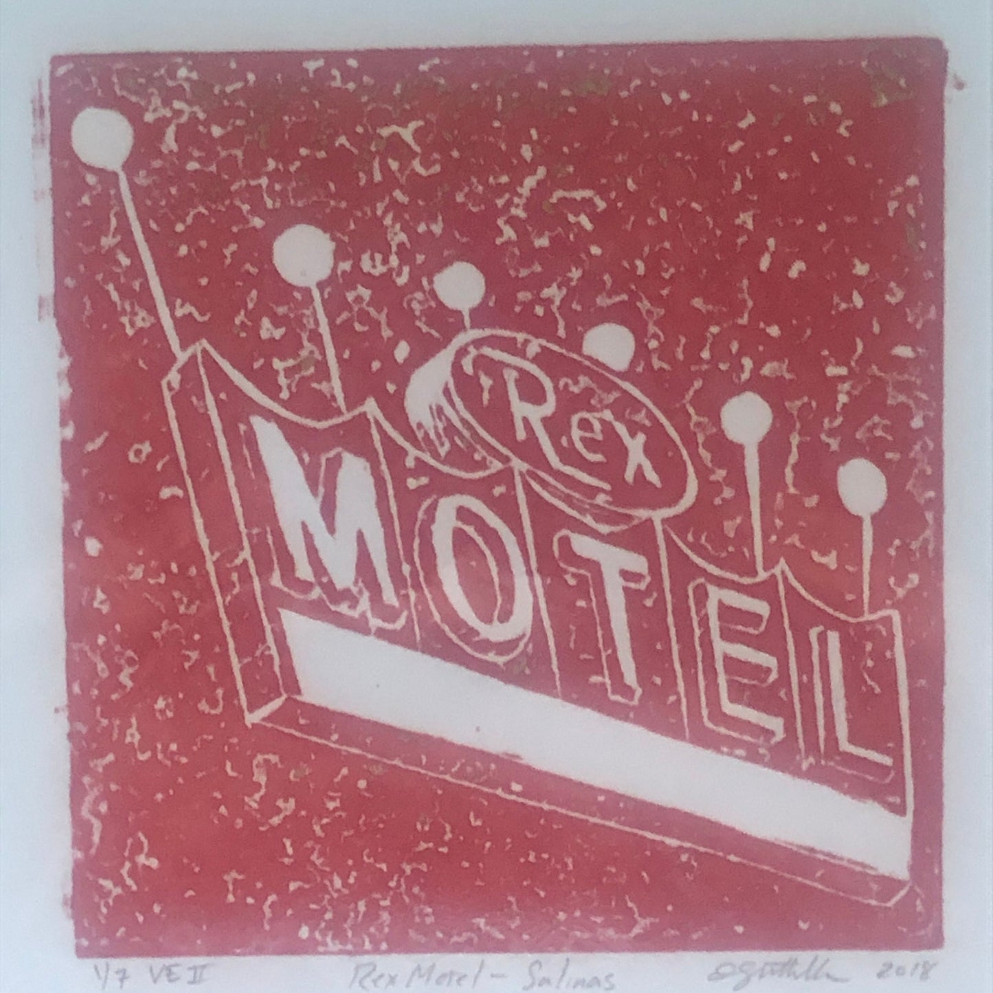 Rex Motel- Salinas Hand Pulled Print MDF Relief Print Limited Edition