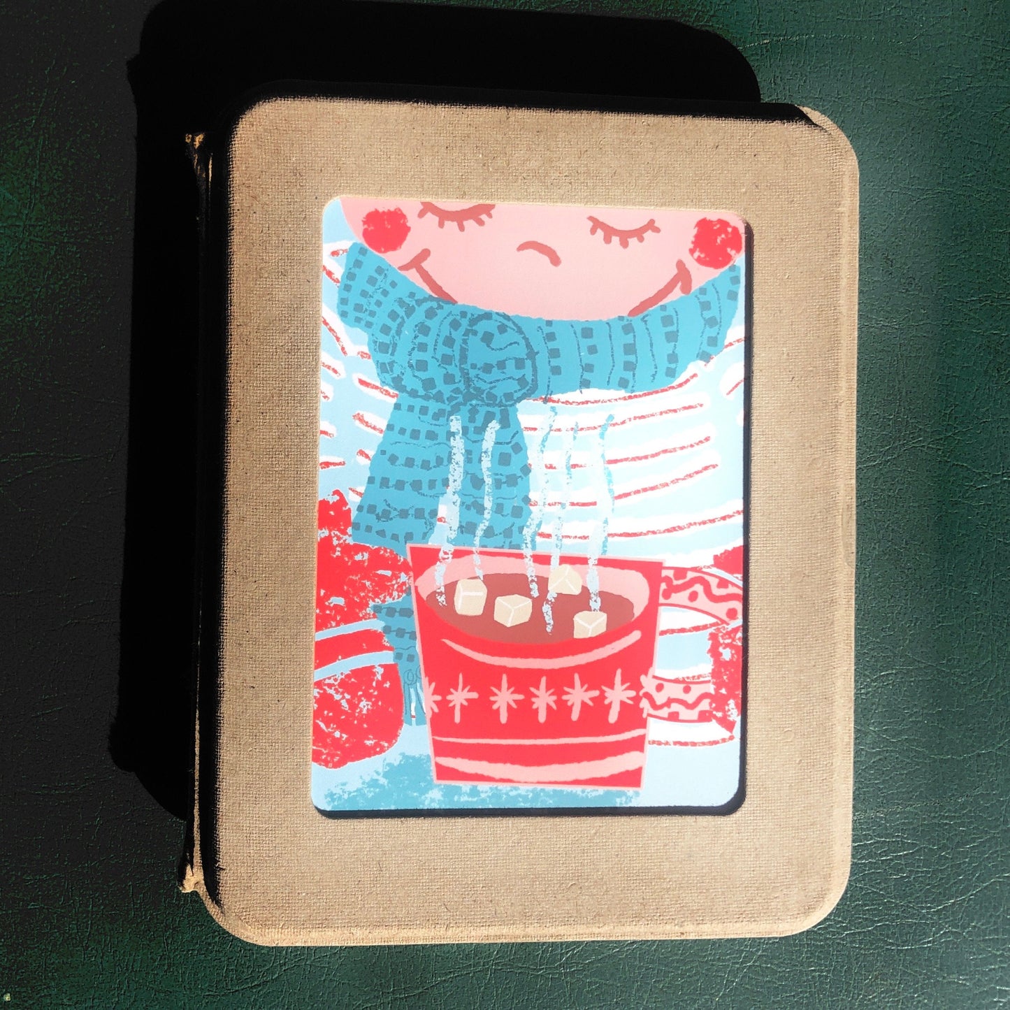 Handmade Merry and Bright Notecard Set- A2 size 5.5 x4.25 in (13.9 x10.7cm), 8 cards with recycled kraft envelopes, holiday stationery set
