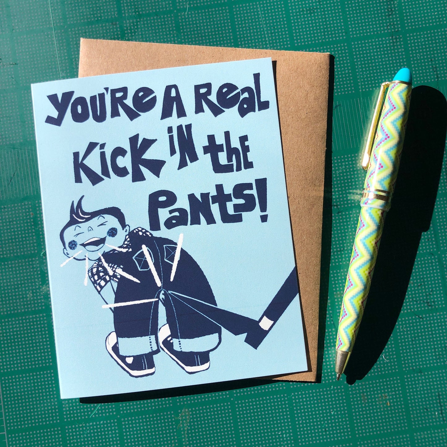 Kick in the Pants Greeting Card, A2 (size 5.5 x 4.25 in.), Cards for that Fun Friend, Thank You Cards, Retro Stationery