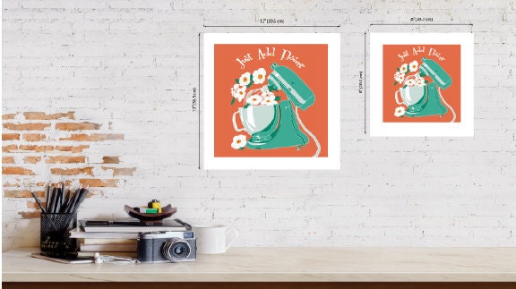 Just Add Flower Giclée Print, Original Art, KitchenAid Mixer Floral Print, Housewarming Gift, Home Decor, Wall Art