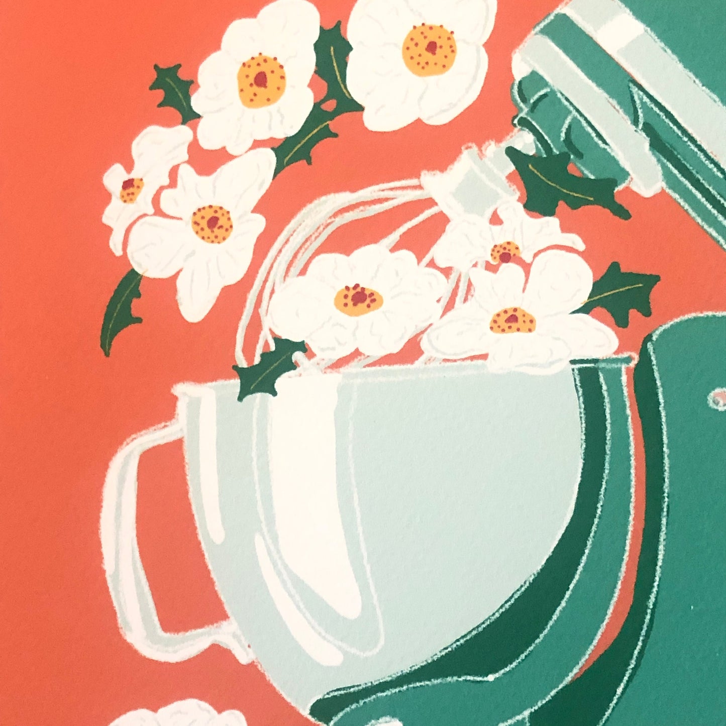 Just Add Flower Giclée Print, Original Art, KitchenAid Mixer Floral Print, Housewarming Gift, Home Decor, Wall Art