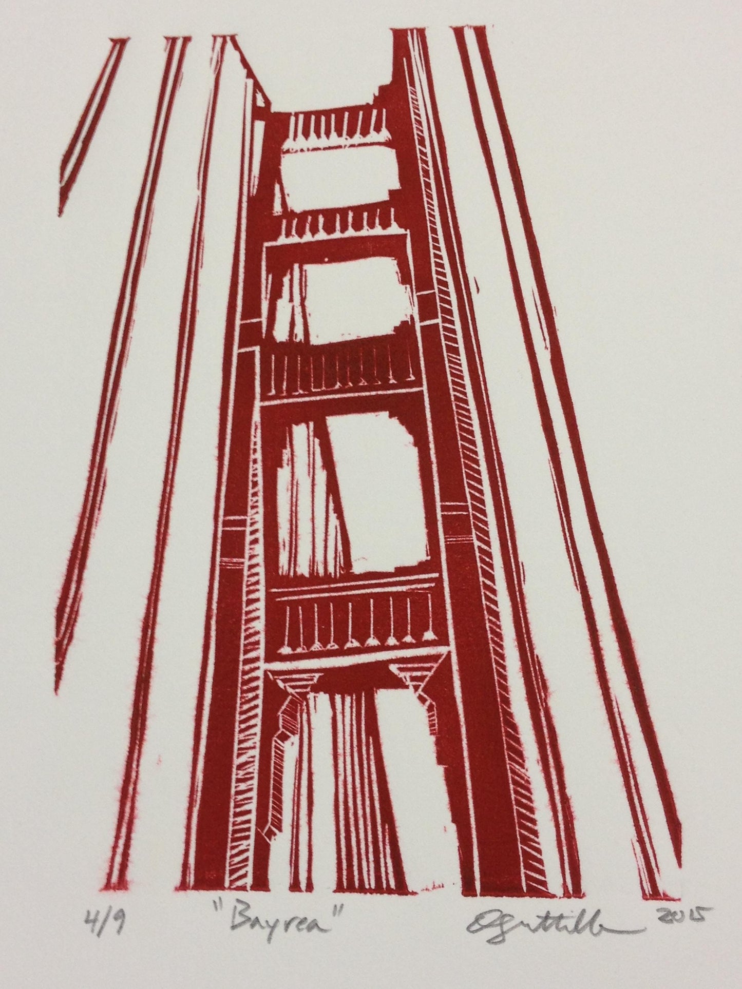 Golden Gate Bridge San Francisco Linocut Print
