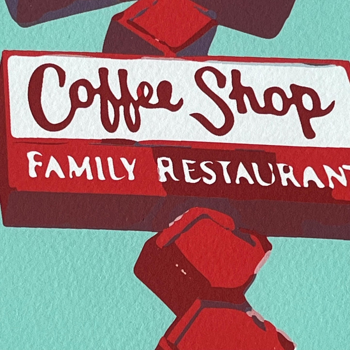 Hot 'N Tot Diner Lomita CA Art Print, Historic Coffee Shop Wall Art, Mid Century California Restaurant Decor, SoCal Americana, Red Mint Blue
