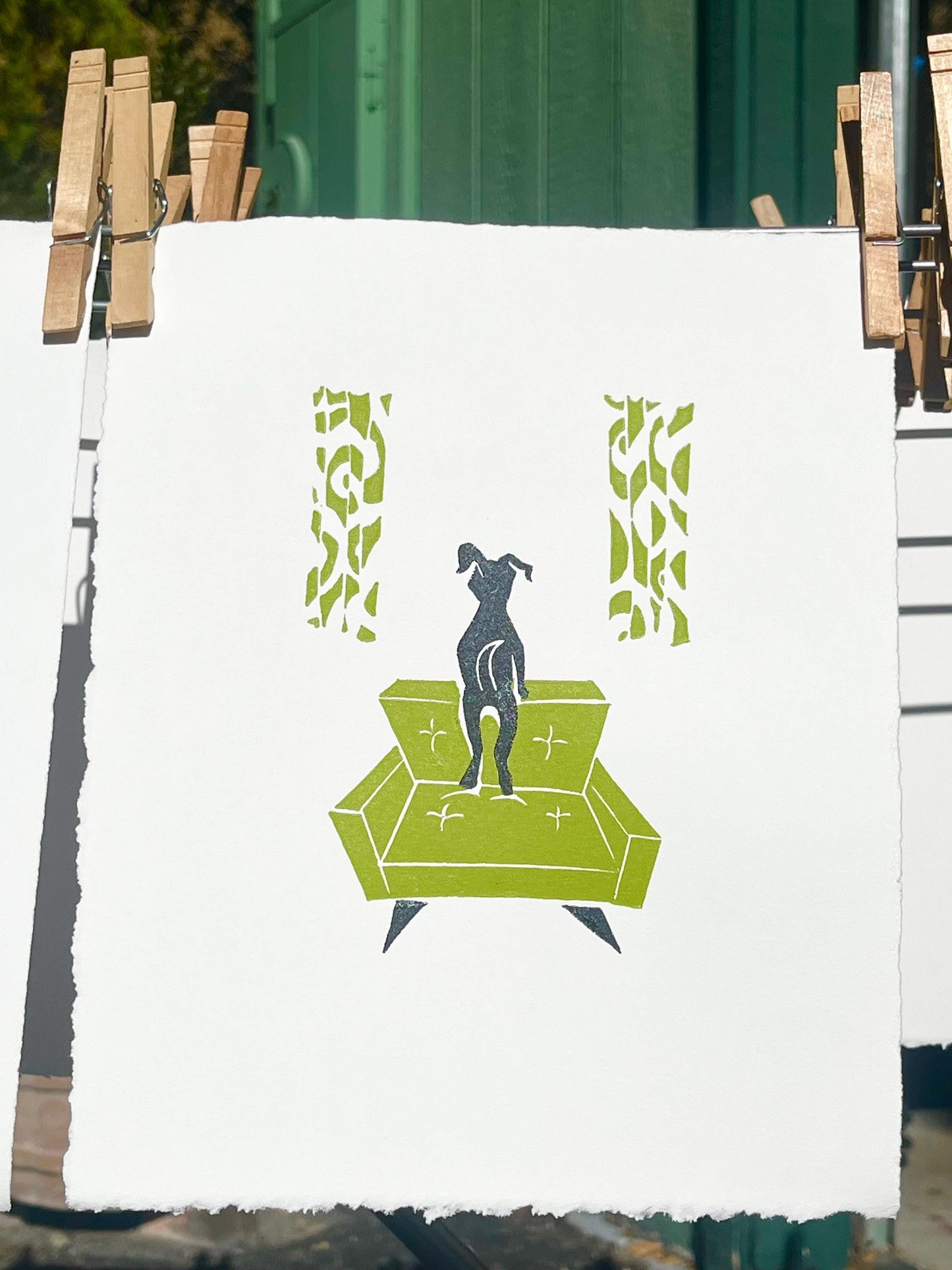 Midcentury Dog Linocut Print, Limited Edition Dog Print, Original Dog Artwork, Linocut Dog Print for Dog Lovers, Dog Minimalist Print