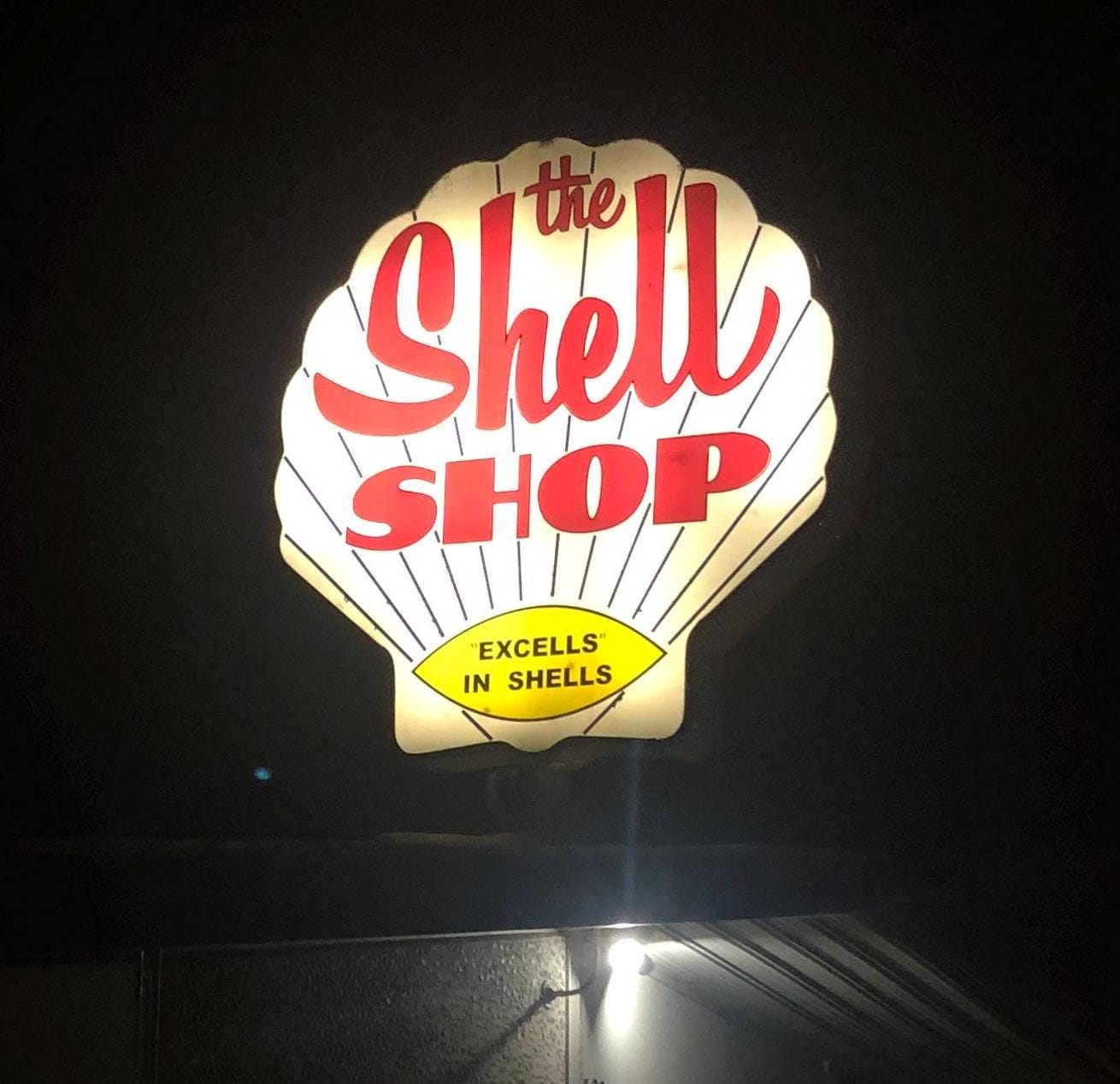 The Shell Shop Original Art, Morro Bay Embarcadero Retro Sign, Morro Bay Landmark Art, Morro Bay Memento, Giclée of original linocut print