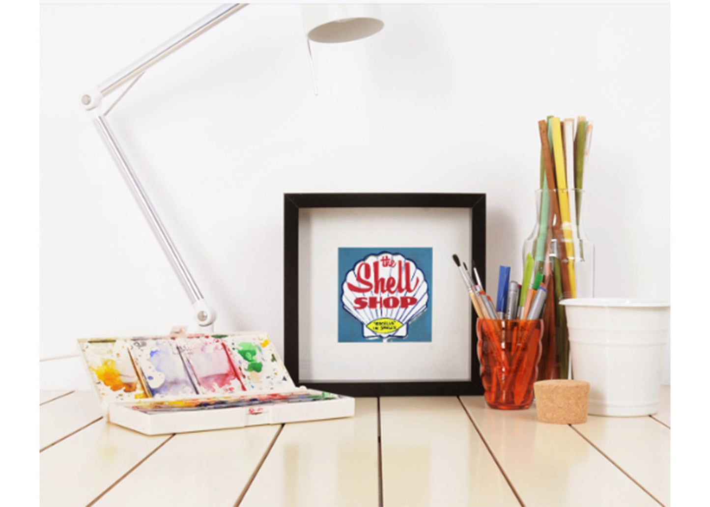 The Shell Shop Original Art, Morro Bay Embarcadero Retro Sign, Morro Bay Landmark Art, Morro Bay Memento, Giclée of original linocut print
