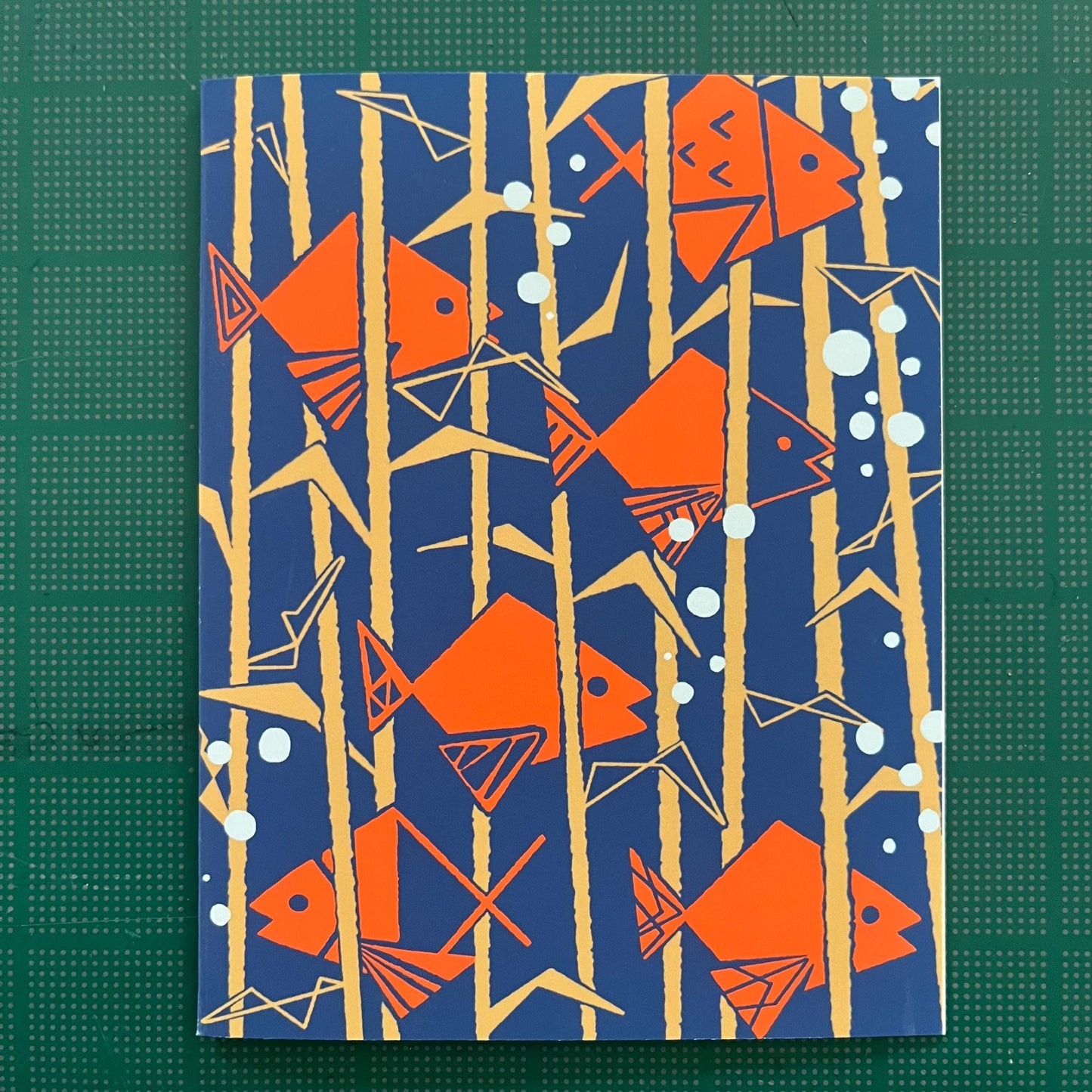 Handmade Garibaldi Kelp Forest Notecard Set A2 size 5.5 x4.25 in (13.9 x10.7cm), 2-Design Stationery Set, Retro Ocean Stationery