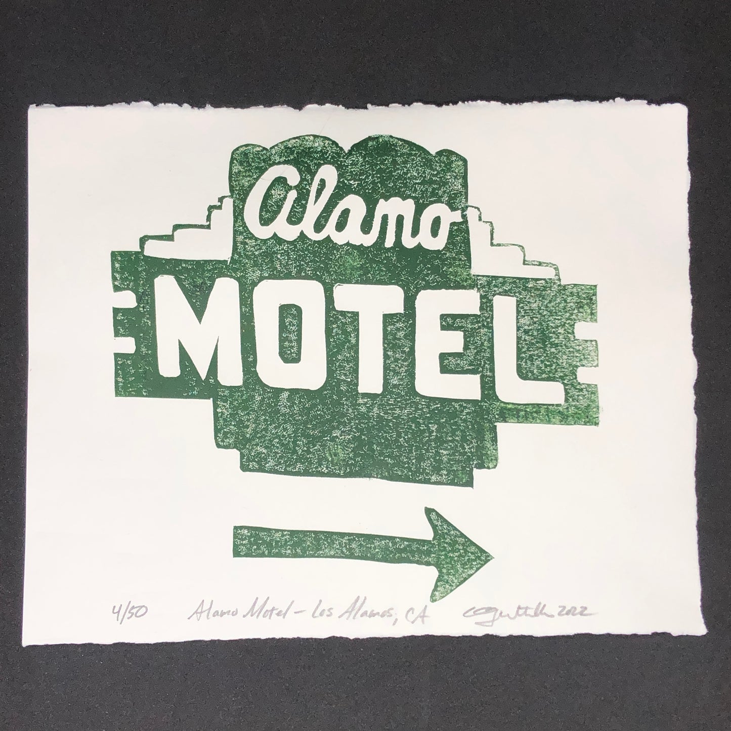 Alamo Motel Limited Edition Original Linocut Print