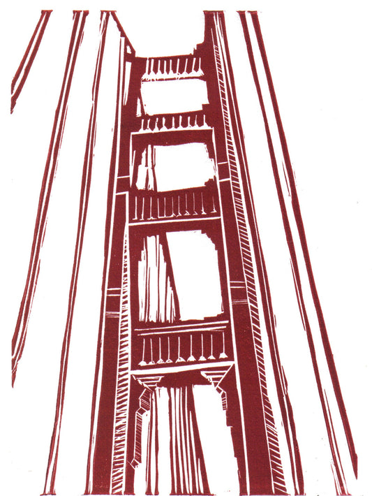 Golden Gate Bridge San Francisco Linocut Print