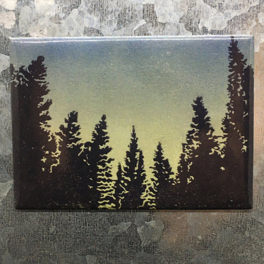 Redwoods Magnet 2.5 x 3.5" Original Linocut Art