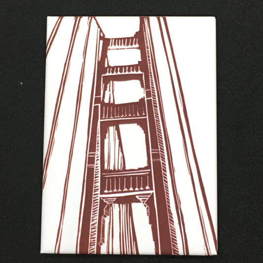 Magnet- Golden Gate Bridge Iconic San Francisco Original Linocut, 2.5 x 3.5in. Bay Area California Travel, NorCal Gift