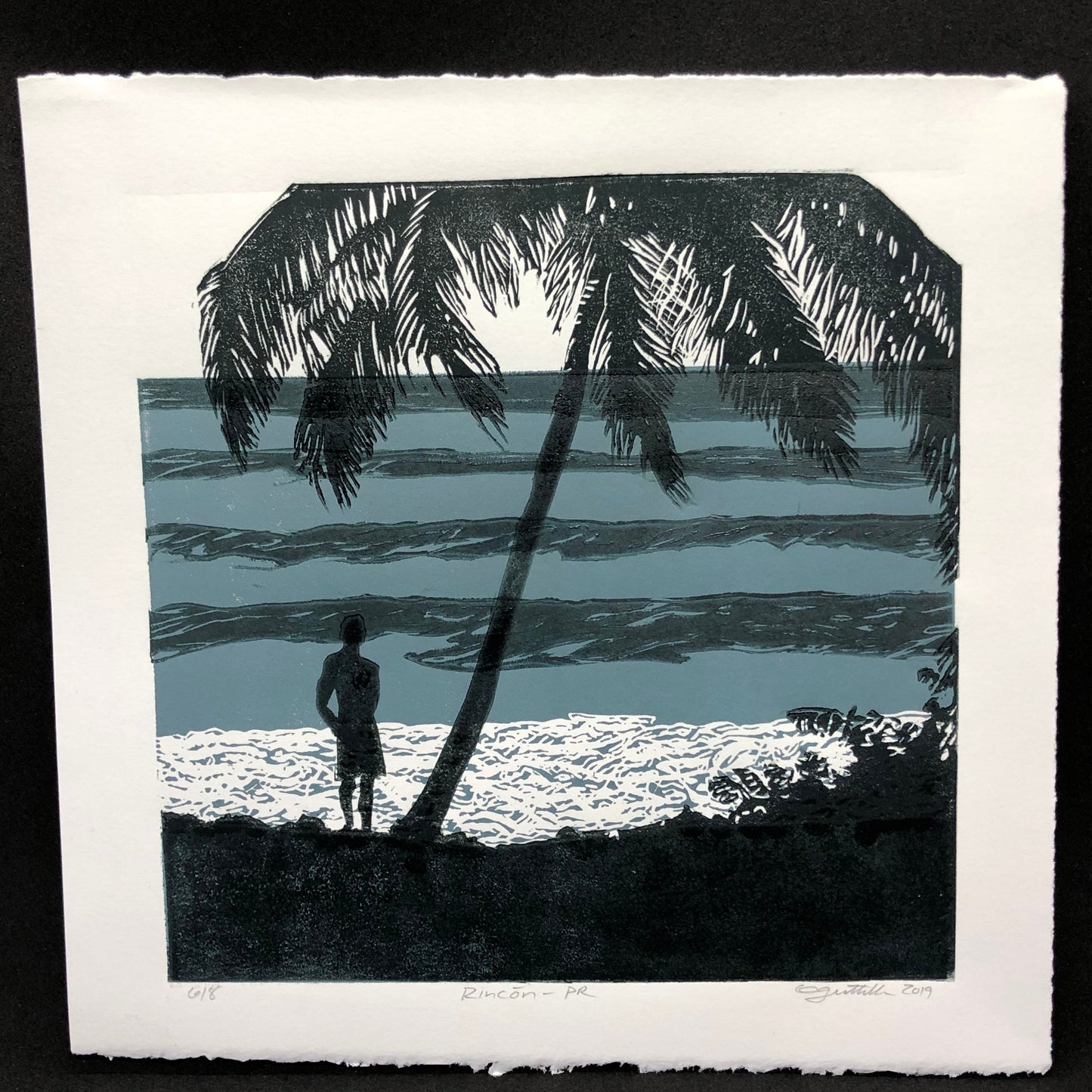 Rincon Surf Linocut Print, Original Artwork, Surfing Print, Surf Culture, Dawn Patrol, Beach House, Home Decor