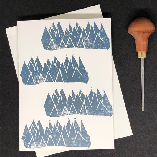 Take a Peak Linocut 5 x7" Blank Greeting Card