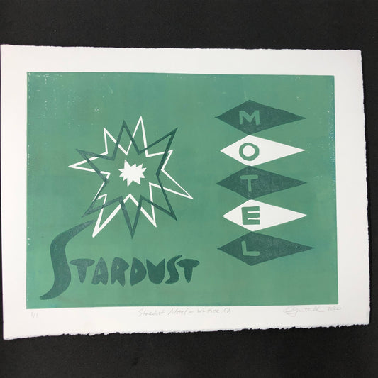 Stardust Motel Whittier, CA Linocut Print