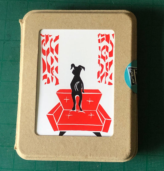 Handmade MCM Dog Notecard Set A2 size 5.5 x4.25 in (13.9 x10.7cm), 8-color stationery set