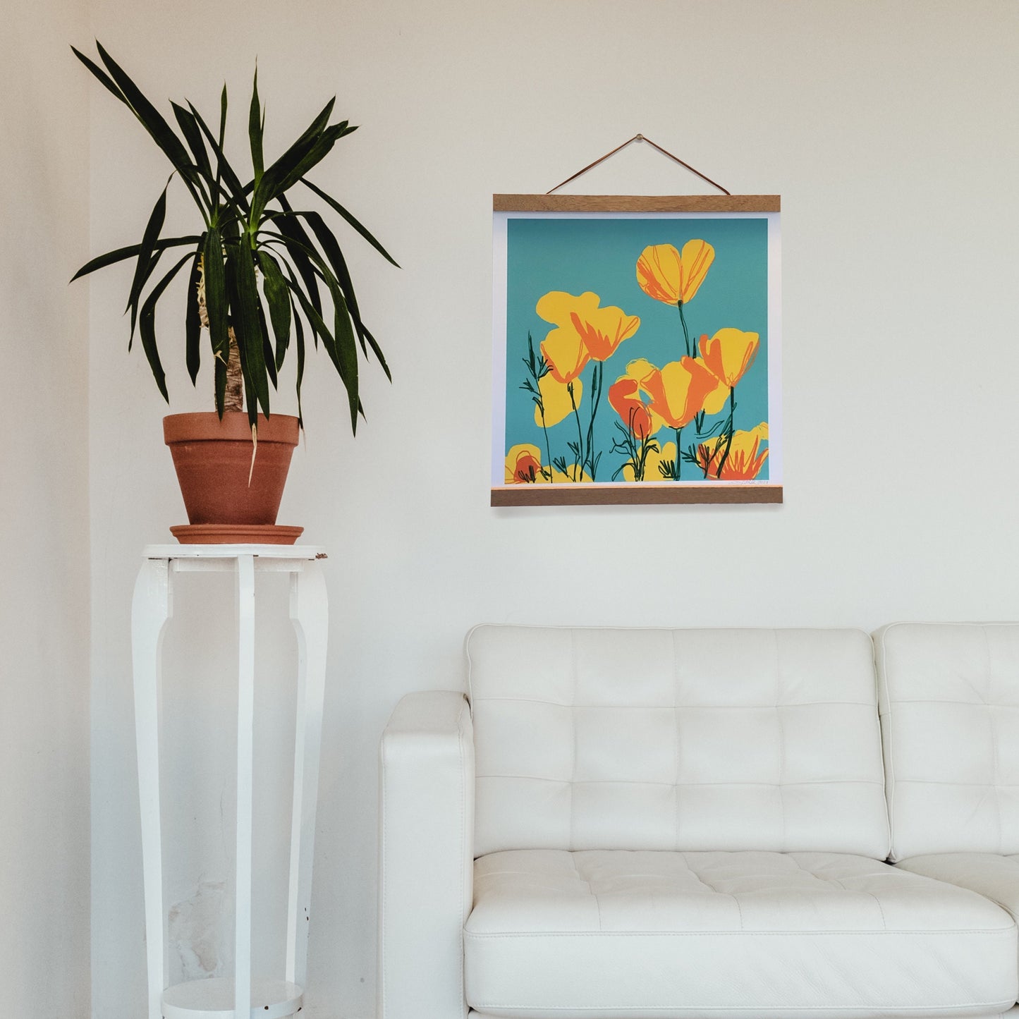 California poppies Original Art, giclée print 12" (30.5 cm) square print, Printed on Epson Velvet Fine ArtPpaper, Pop of Color, Wall Art