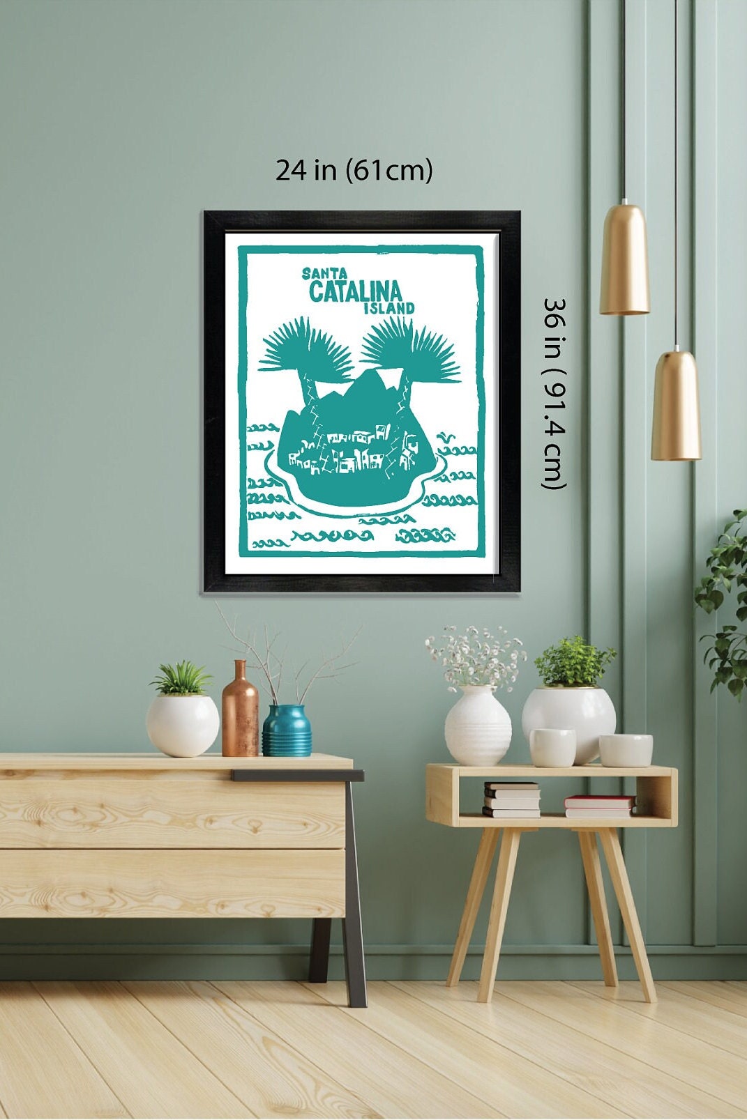 Twenty Six Miles 24 x 36" (61-91.4 cm) Poster, Catalina Island Art, Art Deco, Home Decor, Wall Decor, Unframed, Wall Art