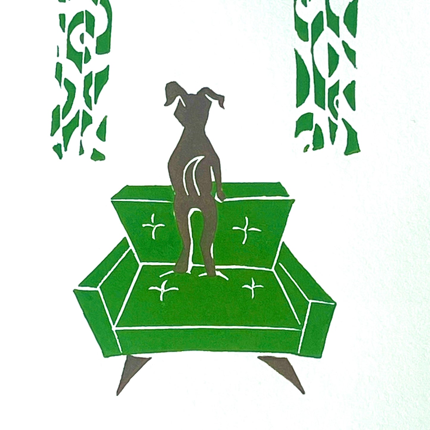 Midcentury Dog Linocut Print, Limited Edition Dog Print, Original Dog Artwork, Linocut Dog Print for Dog Lovers, Dog Minimalist Print