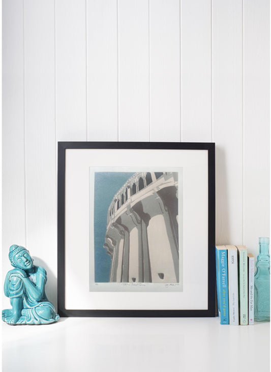 Vintage Style Catalina Casino Print Art Deco Limited Edition Linocut Original California Island Artwork Avalon Bay Print Wall Decor